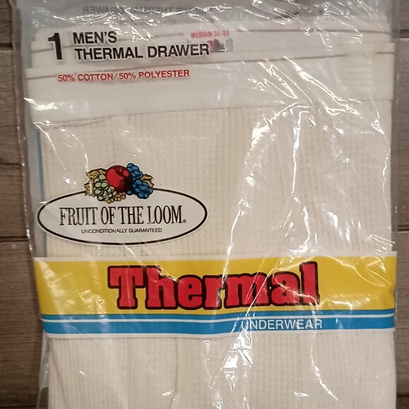 Vintage Fruit of the Loom 1 Thermal Underwear Drawer 1983  Size Medium 34-36 New - Picture 1 of 10